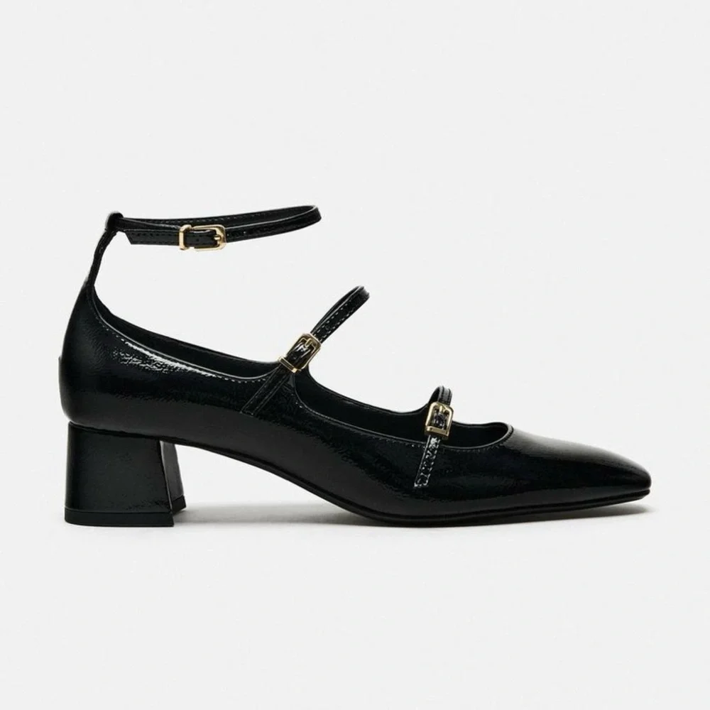 Zara black patent strappy maryjane heels - Picture 2 of 15